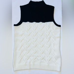 Calvin Klein Black & White Sweater Vest Cable Knit Mock Neck size M
